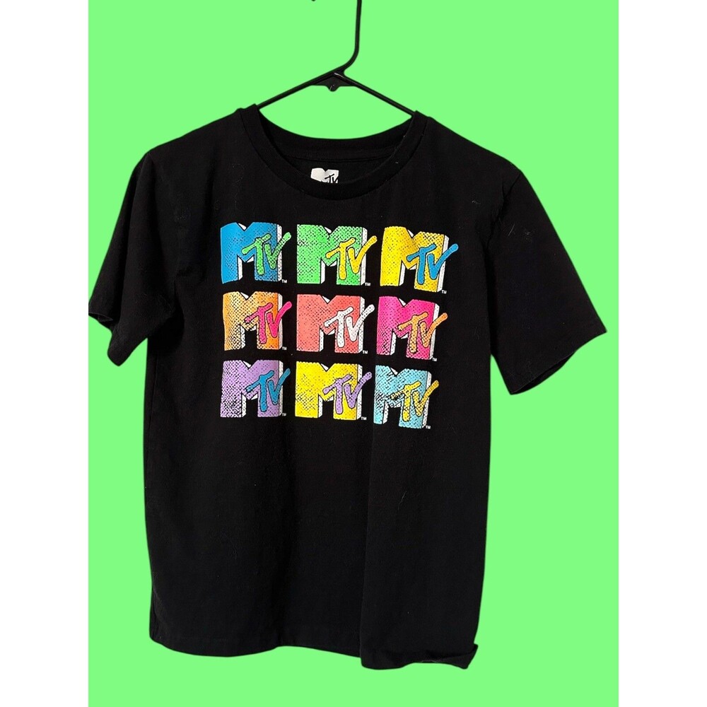 MTV T-Shirt Retro 80’s Vibes Vintage Style Iconic Logo Size 14/16 Black T-Shirt